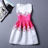 2017 New Summer Casual Dresses Women Sleeveless Vest Dress Lady Floral Print O Neck A Line Party Short Slim Dress Vestidos