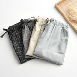 2017 New summer Casual Loose Harem Pants Cotton Linen Plaid Capris Grid women pants Spring trousers women sarouel femme