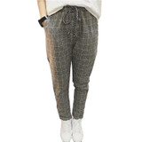 2017 New summer Casual Loose Harem Pants Cotton Linen Plaid Capris Grid women pants Spring trousers women sarouel femme