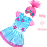 2017 New Summer Carnival Costume Trolls Dress For Kids Poppy Lace Dress Baby Girls Moana clothes Children Vaiana Party Dress