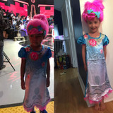 2017 New Summer Carnival Costume Trolls Dress For Kids Poppy Lace Dress Baby Girls Moana clothes Children Vaiana Party Dress