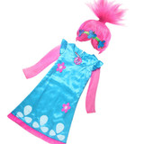 2017 New Summer Carnival Costume Trolls Dress For Kids Poppy Lace Dress Baby Girls Moana clothes Children Vaiana Party Dress