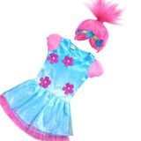 2017 New Summer Carnival Costume Trolls Dress For Kids Poppy Lace Dress Baby Girls Moana clothes Children Vaiana Party Dress