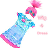 2017 New Summer Carnival Costume Trolls Dress For Kids Poppy Lace Dress Baby Girls Moana clothes Children Vaiana Party Dress