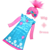 2017 New Summer Carnival Costume Trolls Dress For Kids Poppy Lace Dress Baby Girls Moana clothes Children Vaiana Party Dress