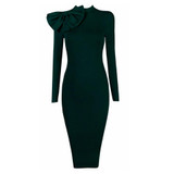 2017 New Summer Bandage Dress Women Celebrity Party Bow Long Sleeve Bodycon Night Out Drress Women Runway Wholesale Vestidos