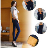 2016 Winter Jeans Women Gold Fleeces Inside Warm Jeans Solid Skinny Denim Pencil Pants Low Waist Trousers P8022