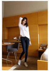 2016 Winter Jeans Women Gold Fleeces Inside Warm Jeans Solid Skinny Denim Pencil Pants Low Waist Trousers P8022