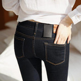 2016 Winter Jeans Women Gold Fleeces Inside Warm Jeans Solid Skinny Denim Pencil Pants Low Waist Trousers P8022