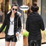 2016 Winter Jacket women Plus Size Womens Parkas Thicken Outerwear solid hooded Coats Short Female Slim Cotton padded basic tops