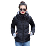 2016 Winter Jacket women Plus Size Womens Parkas Thicken Outerwear solid hooded Coats Short Female Slim Cotton padded basic tops