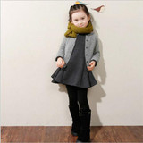 2016 Winter Girls Dress Thicken Girls Warm Cotton A letter Dress Kids Cute Style Comfortable material big Peplum with Dress GA