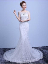 2016 White Lace Wedding Dress Court Train Mermaid Wedding Dresses Elegant Bride Dresses Vestidos De Baratos Wedding Gowns Y33