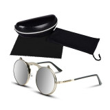 2016 Vintage Steampunk Sunglasses Round Designer Steam Punk Metal Glasses Women And Men Retro Circle Sun Glasses Oculos de sol