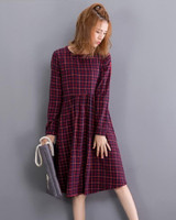 2016 Vintage Spring Autumn Women Midi Dress Fashion O Neck Plaid Female Vestidos Long Sleeve Retro Cotton Linen Dress M L XL 2XL 2016 Vintage Spring Autumn Women Midi Dress Fashion O Neck Plaid Female Vestidos Long Sleeve Retro Cotton Linen Dress M L XL 2XL