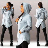 2016 Top Winter Hoodie Sweatshirt Hooded Hood Harajuku Plus Size Zippered Irregular Sweatshirt