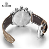 2016 Top Luxury Brand MEGIR Sports Watches Men's Quartz Chronograph Big Dial Clock Leather Wrist Watch relogio masculino relojes