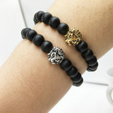 2016 Tiger Eye Lion Head Bracelet Buddha beads Bracelets Bangles Charm Natural Stone Bracelet Men Jewelry pulseras hombre
