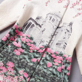 2016 Super Quality High-end Floral Architecture Printing Jacquard Long-sleeved Coat Loose Trench