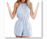 2016 Summer Women/ Girl Clubwear Striped Playsuit Bodycon Party Jumpsuit Romper