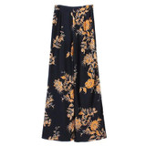 2016 Summer Women Wide Leg Pants Causal High Waisted Loosen Long Pants for Female Floral Printing Black Trousers Boho