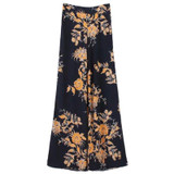 2016 Summer Women Wide Leg Pants Causal High Waisted Loosen Long Pants for Female Floral Printing Black Trousers Boho