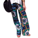 2016 Summer Women Pants Casual High Waist Flare Wide Leg Long Pants Palazzo Trousers Plus Size Floral Classic 5 colors