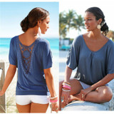 2016 Summer Women Lace Blouse Shirts Fashion O-neck Women Blouse Tops Short Sleeve Casual Women Shirts Lace Blouse