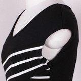 2016 Summer Women Casual V Neck Dress Black and White Stripe Stitching Women Knee-Length Party Dress