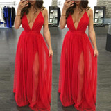 2016 Summer Women Casual Sexy Sleeveless Chiffon Evening Party Dress Female Beach Backless Long Maxi Dress Red vestido de festa