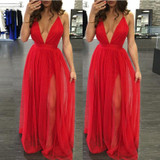 2016 Summer Women Casual Sexy Sleeveless Chiffon  Evening Party Dress Female Beach Backless Long Maxi Dress Red vestido de festa