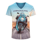 2016 summer style V-Neck Men's short sleeve Tees T-shirt  fashion casual luxury brand Tees cotton hip-hop T-shirt men Streetwear