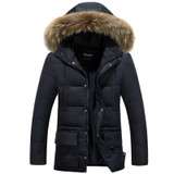 2016 New Winter Jacket Men Warm Thick Long Coat Winter Jacket Men Warm Casual Fur Collar Down Coat Men's Windproof Hooded Jacket