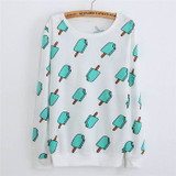 2016 New winter Hoody women Casual hoodies Ice cream fish print tracksuit long sleeve o neck letters sweatshirt for women Top