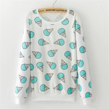 2016 New winter Hoody women Casual hoodies Ice cream fish print tracksuit long sleeve o neck letters sweatshirt for women Top
