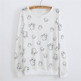 2016 New winter Hoody women Casual hoodies Ice cream fish print tracksuit long sleeve o neck letters sweatshirt for women Top
