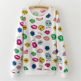 2016 New winter Hoody women Casual hoodies Ice cream fish print tracksuit long sleeve o neck letters sweatshirt for women Top