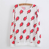 2016 New winter Hoody women Casual hoodies Ice cream fish print tracksuit long sleeve o neck letters sweatshirt for women Top
