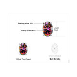 2016 New Wholesale 1.5ct Women Fashion Genuine Natural Fire Rainbow Mystic Topaz Earrings Stud Oval Solid 925 Sterling Silver