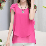 2016 New Summer Women Short Sleeve Chiffon Blouse 5XL Plus Size Women Clothing Vintage Female Tops And Blouses Blusa Feminino