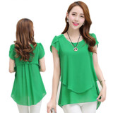 2016 New Summer Women Short Sleeve Chiffon Blouse 5XL Plus Size Women Clothing Vintage Female Tops And Blouses Blusa Feminino