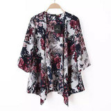 2016 New Summer Women Kimono Boho Cardigan Fashion Ladies Chiffon Shirt Floral Print Blouse camisas femininas Loose Beach Shawl