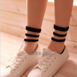 2016 new summer fashion socks wholesale transparent crystal Japanese glass wool socks socks three bars