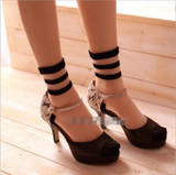 2016 new summer fashion socks wholesale transparent crystal Japanese glass wool socks socks three bars