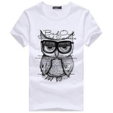 2016 New Summer Fashion Men T Shirt Boy Short Sleeve Cotton Owl Printing Tees Shirts Casual T-Shirt Male Tops Shirt Clothes