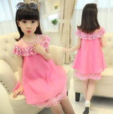 2016 New Summer Costume Girls Princess Dress Children's Evening Clothing Kids Chiffon Lace Dresses Baby Girl Party Pearl Dress