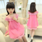 2016 New Summer Costume Girls Princess Dress Children's Evening Clothing Kids Chiffon Lace Dresses Baby Girl Party Pearl Dress