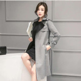 2016 New Style Women Autumn Winter Suede Trench Casual Mid-Long Style Slim Outerwear Gray Turn-Down Collar Cardigan Coat SS304