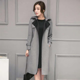 2016 New Style Women Autumn Winter Suede Trench Casual Mid-Long Style Slim Outerwear Gray Turn-Down Collar Cardigan Coat SS304