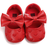Red Baby Shoes Princess Bow Girl Baby Toddler Shoes Casual Soft Non-slip Newborn Shoes First Walker